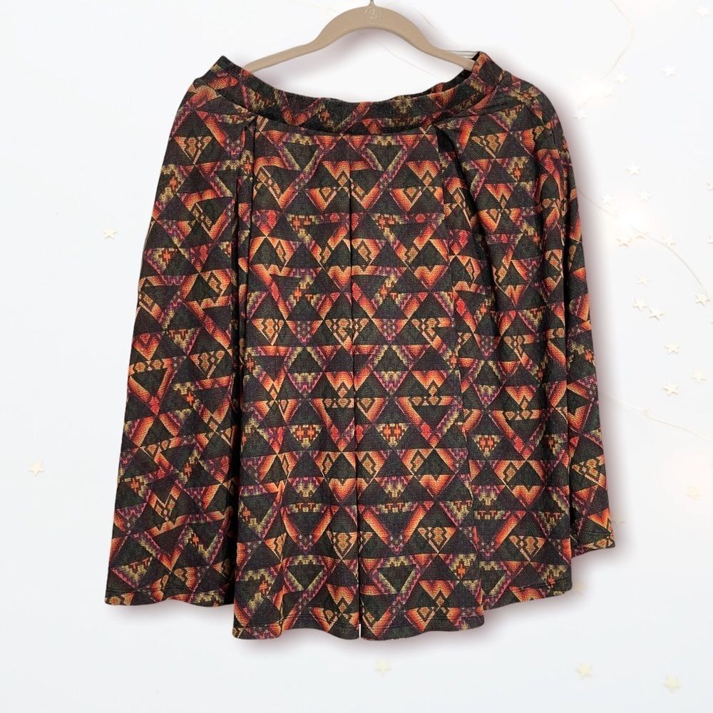 Lularoe Simply Comfortable Pleated Aztec/Abstract Print Full Skirt L‎